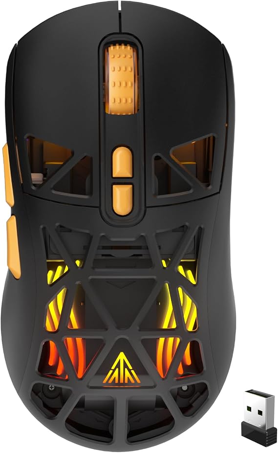 SOLAKAKA SM802 Wireless Gaming Mouse,10000 DPI,Tri-Mode Wired/BT 5.0/2.4GHz Wireless Mouse with Side Button, RGB Programmable Macro Mouse for Laptop (Black)