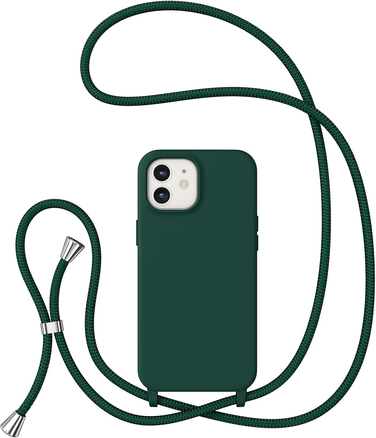 ZTOFERA for iPhone 1212 Pro Case with Strap,Crossbody Phone Case with Adjustable Neck Shoulder Lanyard,Soft Silicone Shockproof Protective Phone Case for iPhone 12 & iPhone 12 Pro-Green