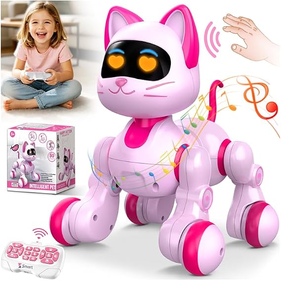 Robot Cat Interactive Toys for Girls: Remote Control&Touch&Dancing