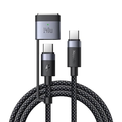 mcdodo 140W USB-C to Magsafe 3 Cable for MacBook Pro M5 Charging, 2-in-1Magnetic 3 & USB-C Cable Compatible with MacBook Pro/Air M5 M4 M3 M2 M1(2021-2025)-6.6FT