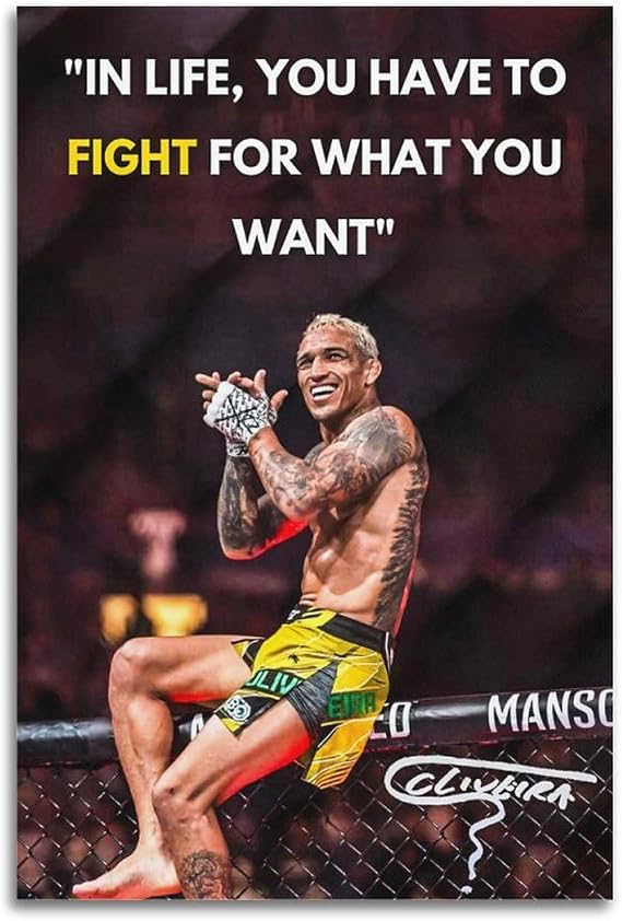 SSIMOO Famous Boxer Charles Oliveira Motivational Poster For Boys Bedroom Teens Room Hanging Picture. Unframe-style-3, 16x24inch(40x60cm)