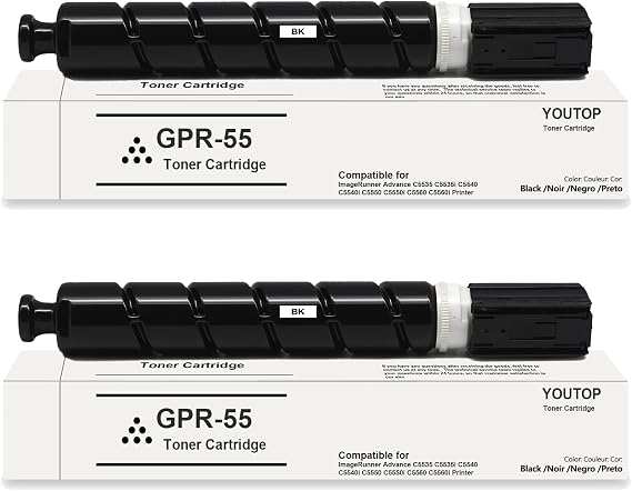 2PK GPR-55 GPR55 Black Toner Cartridges (0481C003) Compatible for Canon ImageRunner Advance C5535 C5535i C5540 C5540i C5550 C5550i C5560 C5560i Printers