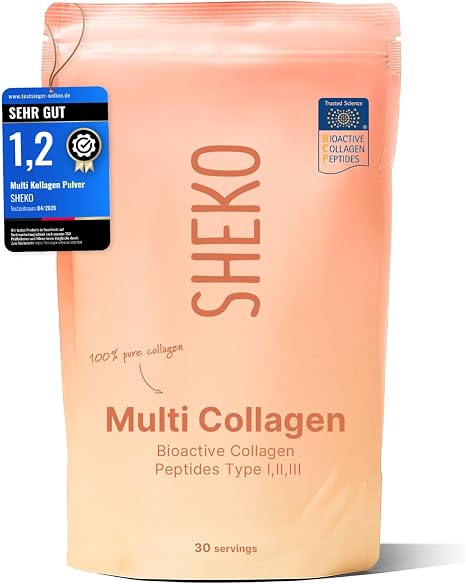 Sheko Collagen Powder 450g - Collagen Hydrolysate Peptides Type 1 2 3 High-dose bovine collagen tasteless lactose-free soluble no additives made in Germany