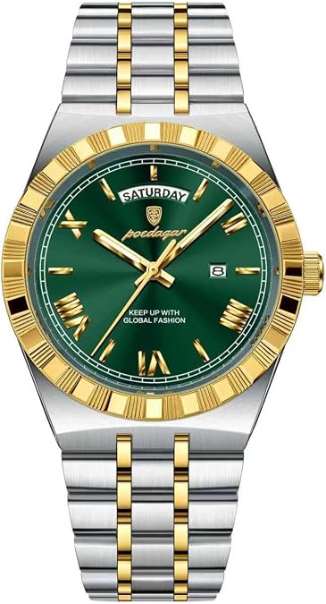 Poedagar Business Watch for Man Classic Week Date Waterproof Luminous Men Wristwatch Stainless Steel Fashion Quartz Men's Watches Male