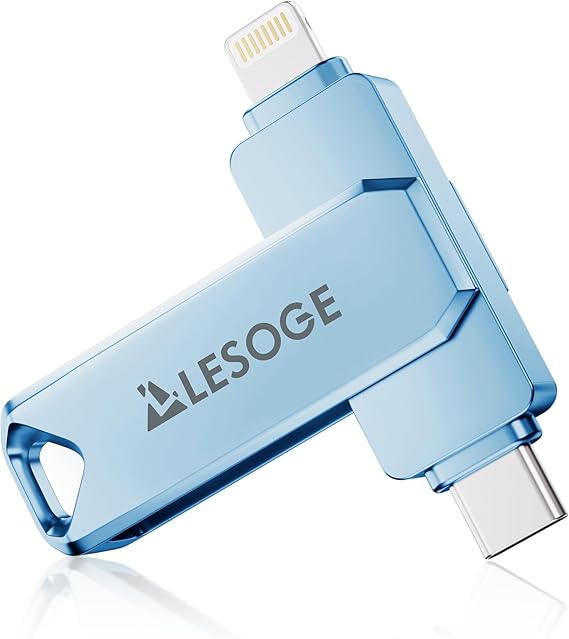 MFi Certified 255GB Flash Drive for iPhone Photo Stick Thumb Drive, USB Memory Stick iPhone Flash Drive for Photos, High Speed Jump Drive External Storage for iPhone/iPad/Android/PC (Light Blue)
