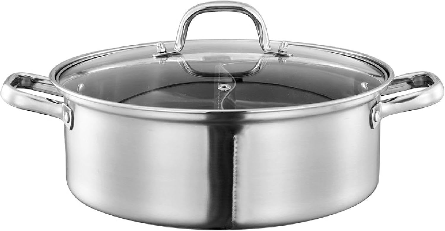 Two-Handled Pot 28cm30cm32cm Pot Cooking Tabletop Pot Meat Stew Simmered Fish Cooking Pot IH Compatible Stainless Steel High Strength Cookware with Lid 28 cm Duck Call Pot