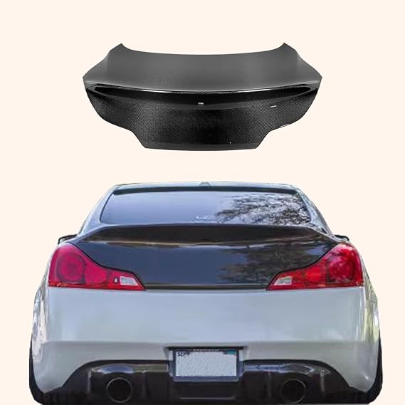 HT Style Carbon Fiber Rear Trunk Lid Compatible with Infiniti G37 Coupe 2008-2013 | with Backup Camera Hole