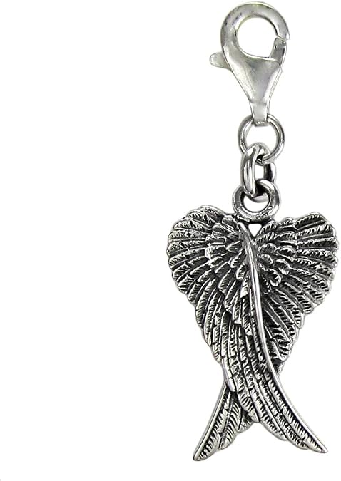 Moonlight Mysteries Sterling Silver Folded Angel Wings Feather Clip Charm