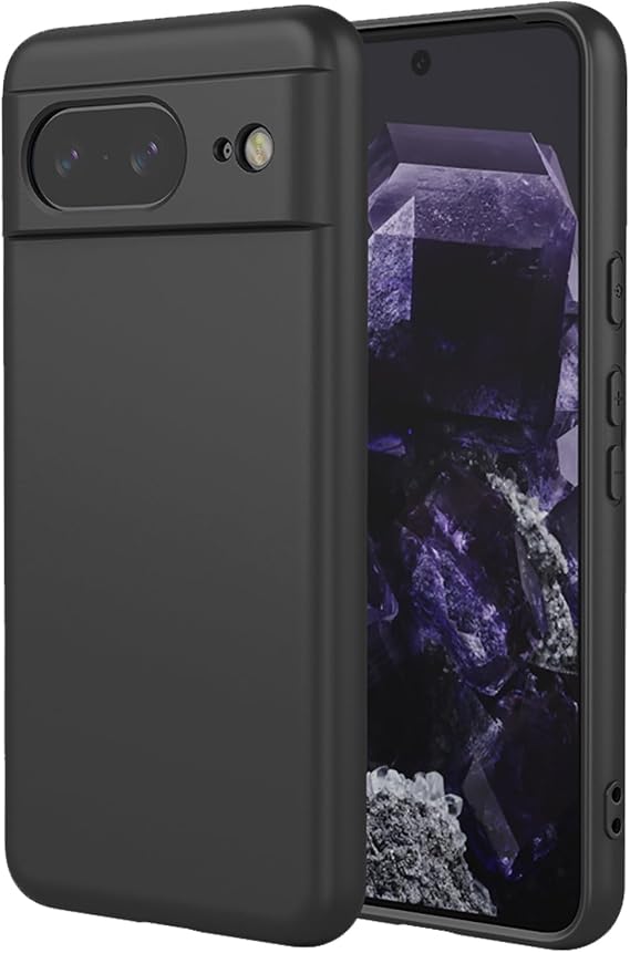 Case for Pixel 8 Google 8 Liquid Silicone Phone Case Soft Microfiber Lining Anti-Scratch Shockproof Protective Phone Cover for Google Pixel 8,Black