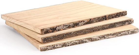 Wood Planks 13 Inch Wood Slices Rectangle Wood Plank with Bark for Woodburning/Pyrography/Decor/Sign/Country Weddings
