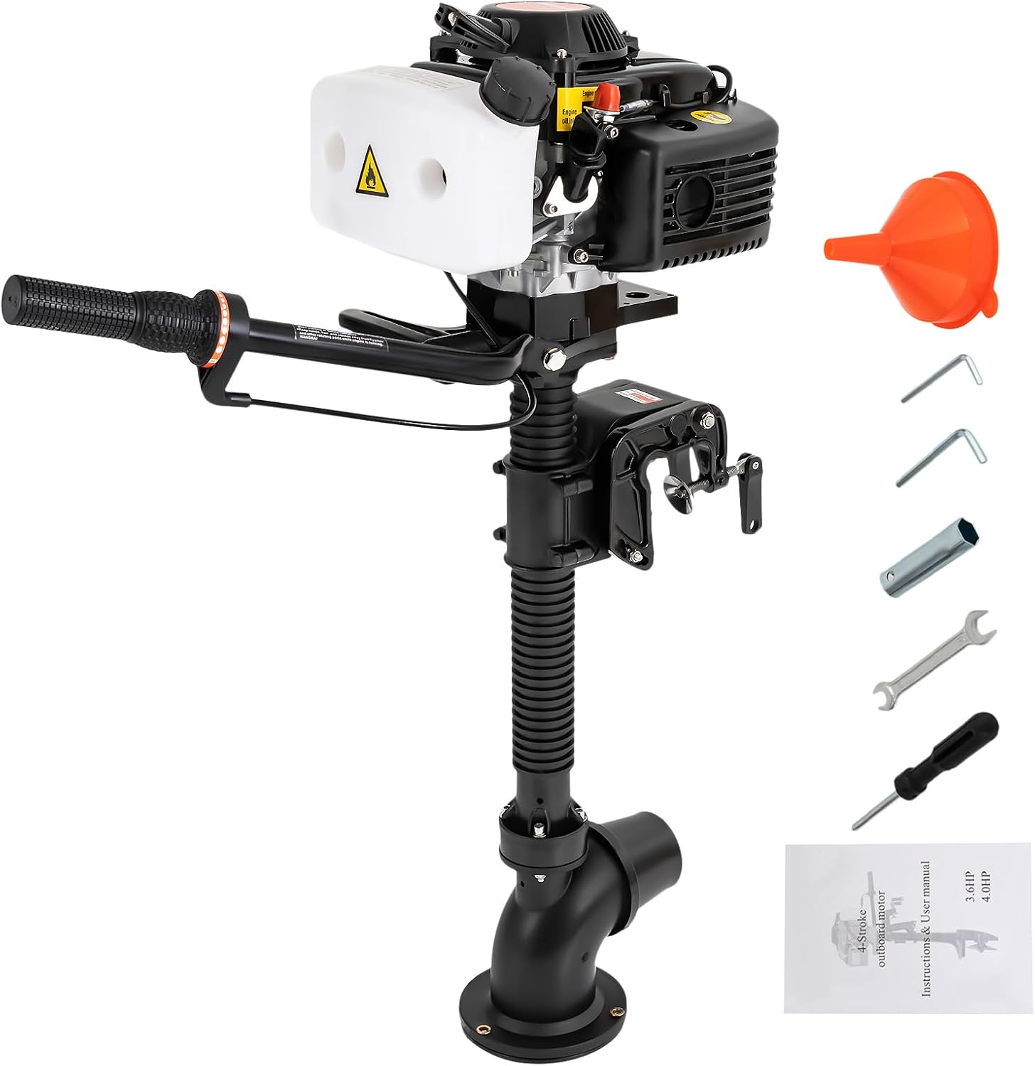 4 Stroke 4HP Outboard Motor, 55CC Petrol Boat Engine, Air Cooling Trolling Motor, CDI Ignition System, Short Shaft for Inflatable Boats, Fishing Boats, Dinghies, Kayaks