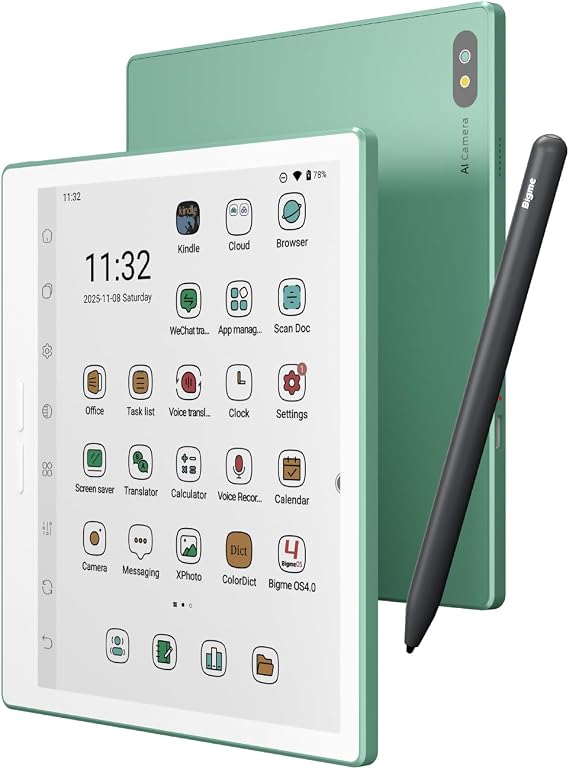 Bigme B7 Pro Color Epapere Reader, 7 Inch Eye-Comfort Display, Android 14, 8+256GB, 4G Calling, Stylus and Case Included (Green)