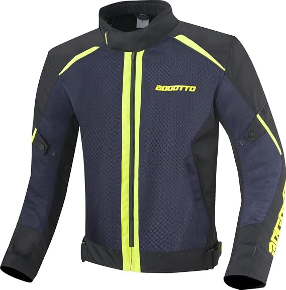 Bogotto Blaze-Air Motorcycle Textile Jacket Black/Blue/Fluorescent Yellow M Waterproof