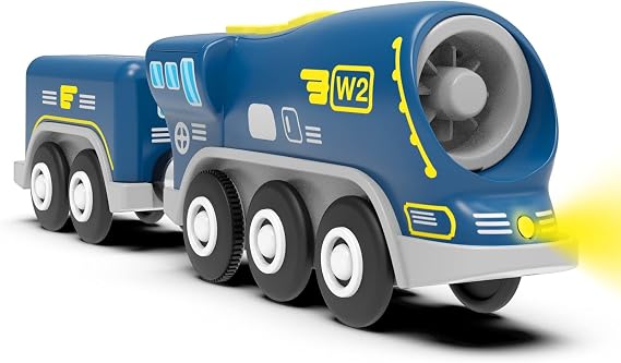 Battery Operated Locomotive Trains for Wooden Tracks, Powerful Engine Toy Train Vehicle for Railway Track, Science Fiction Train Car Series Fit All Brands Railroad (Battery Not Included)