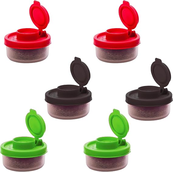 6Pcs Spice Jar Mini Empty Plastic Seasonings Jar Portable Small Mini Salt Shaker Lightweight Food Spice Storage Container Outdoors Kitchen Travel Spice Set for Home, Camping, Picnics