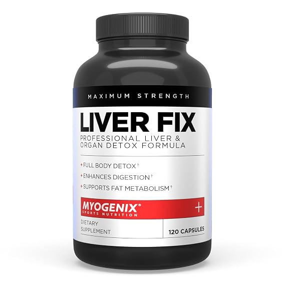 Myogenix Liver Fix Professional Liver & Organ Detox Formula Enhances Digestion Supports Fat Metabolism Easy-to-Swallow Dietary Supplement (120 Capsules)