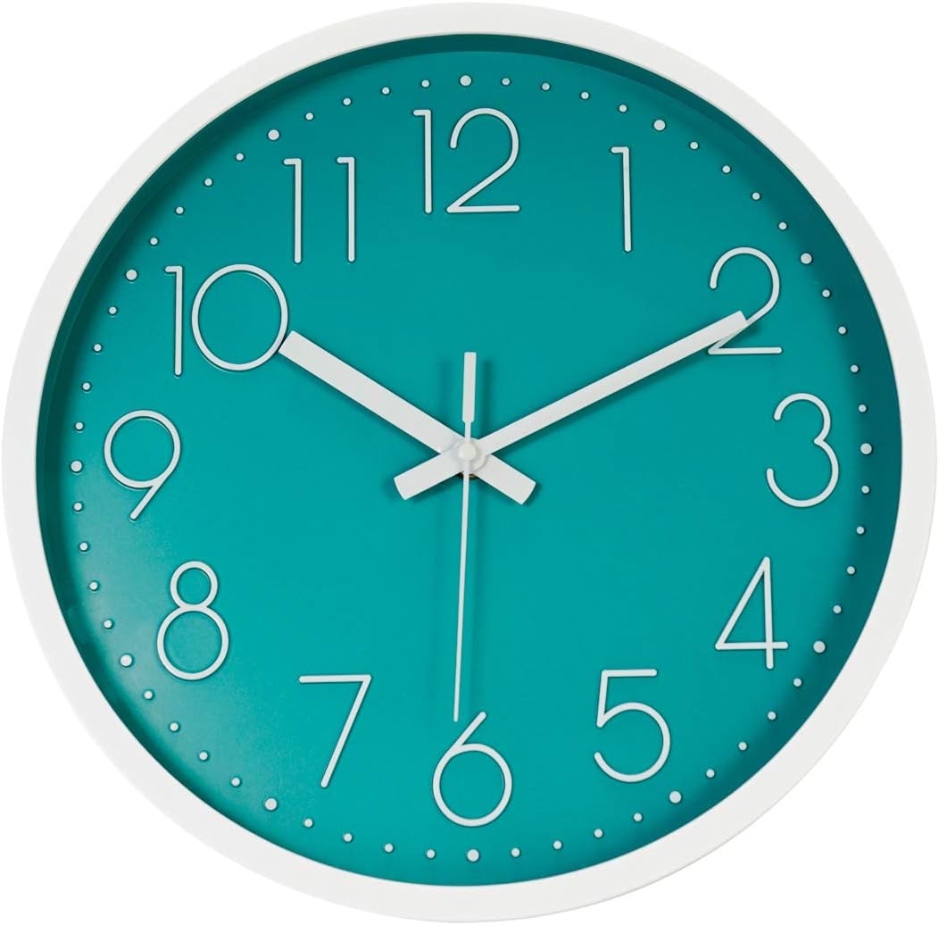 Topkey Wall Clock 12" Silent Non Ticking Arabic Numeral Clock Round Decorative Wall Clock for Living Room, Bedroom, Kitchen (Battery Not Included) Rose Gold