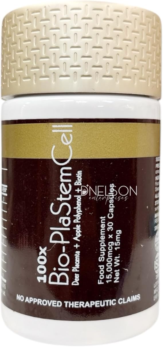 100x Bio-PlaStemCell - Deer Placenta + Apple Polyphenol + Biotin Food Supplement - 15,000mcg x 30 Capsules - RBS by Kim Dela Cerna