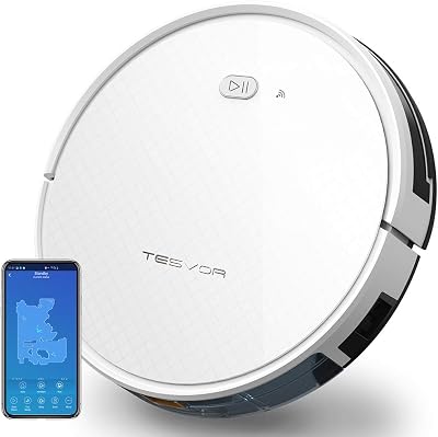 Tesvor Robot Vacuum Cleaner, Robotic Vacuum and Mop, 1800Pa Strong Suction, WiFiAppAlexa, Quiet, Self-Charging