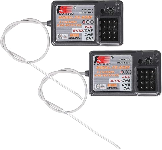 Globact Flysky FS-GR3E AFHDS Long Range 2.4G 3CH Receiver for FS-GT2 FS-GT2B FS-GT3B FS-GT3C FZ-IT4S Transmitter RC Car Boat (2 Pcs)