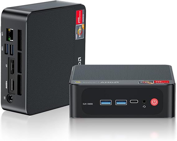Beelink Mini PC AMD Ryzen 7 Pro 5850U (8C/16T, Up to 4.4Ghz), 16GB DDR4 RAM 500GB NVMe SSD, SER5 Pro Mini Desktop Computer Support 4K@144Hz/Triple Display/WiFi6/BT5.2/HDMI+DP/Office/Gaming
