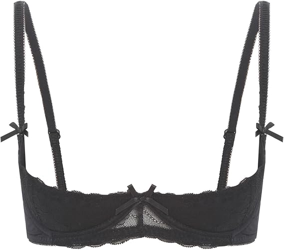Women's Sexy 1/2 Cup Sheer Lace Bra Push Up Underwired Sponge Padded Bralette Bra Tops