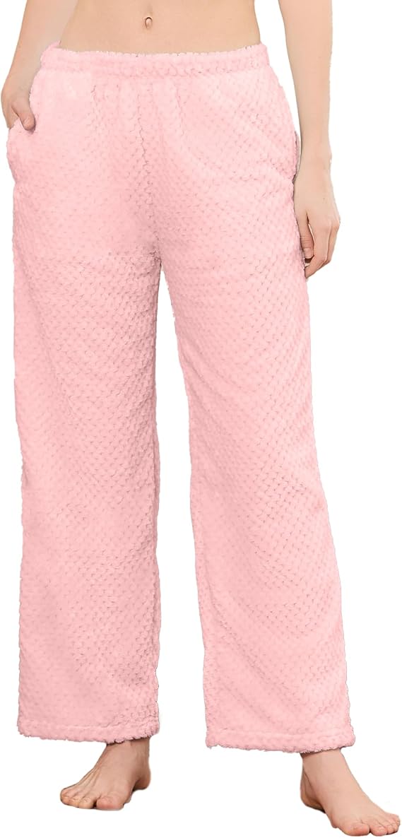 HEARTNICE Women's Fleece Pajama Pants, Warm Plush Soft Pj Bottoms with Pockets Comfy Fuzzy Lounge