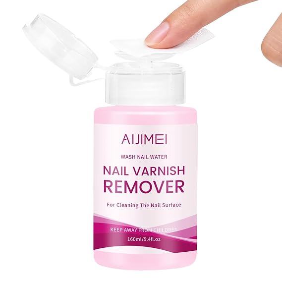 Nail Polish Remover Non-Acetone For Regular Nail Polish Pump Bottle Design 160ml & Nail Cleanser Cleaning The Surface Of Nails Varnish Of Oil Flot Glue On Surface