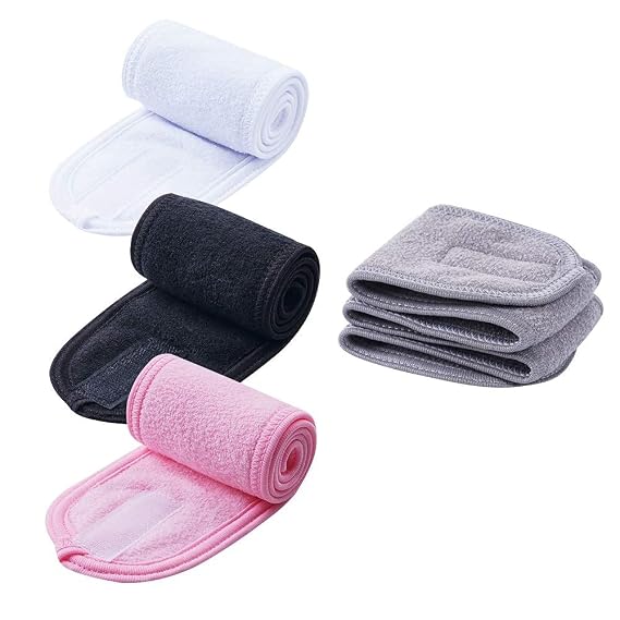 4 PCS Facial Spa Headband Makeup Skincare Headbands for Washing Face