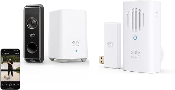 eufy Security Video Doorbell S330 (Battery-Powered) with Homebase+Add-on Chime for S220/S330,Dual Motion Detection, Package Detection, 2K HD, No Monthly Fee, 16GB Local Storage