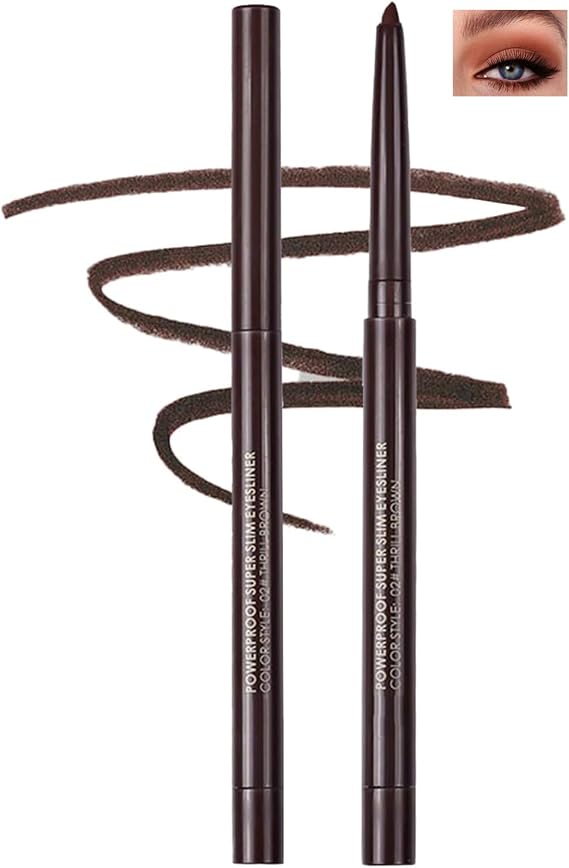 Dark Brown Waterproof Eyeliner Pencil – Long-Lasting Gel Formula, Smudge-Proof, Quick-Dry, Fine Tip for Precise or Bold Eye Looks, Smooth & Natural Application