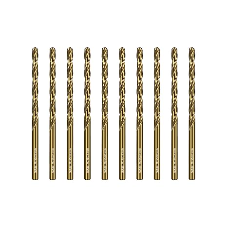 SALI Cobalt Drill Bit Set, 10Pcs 5/32" M35 High Speed Steel Jobber Length Drill Bit Kit for Hardened Metal, Stainless Steel, Cast Iron, Wood and Plastic, with Index Storage Case