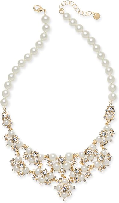 Charter Club Gold-Tone Crystal & Imitation Pearl Statement Necklace, 42" + 2" Extender