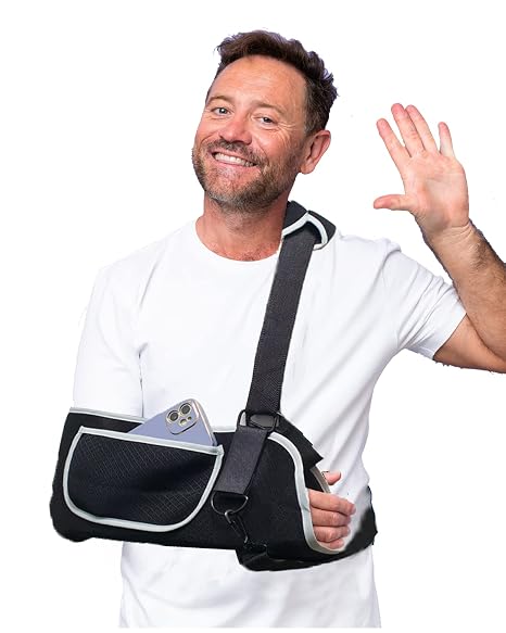 Arm Sling Shoulder Immobilizer, Medical Rotator Cuff Support Brace with Pocket, Sling for Shoulder Injury, Arm Injury, Left & Right Arm, Men & Women, for Dislocated, Fracture, Strained (M)