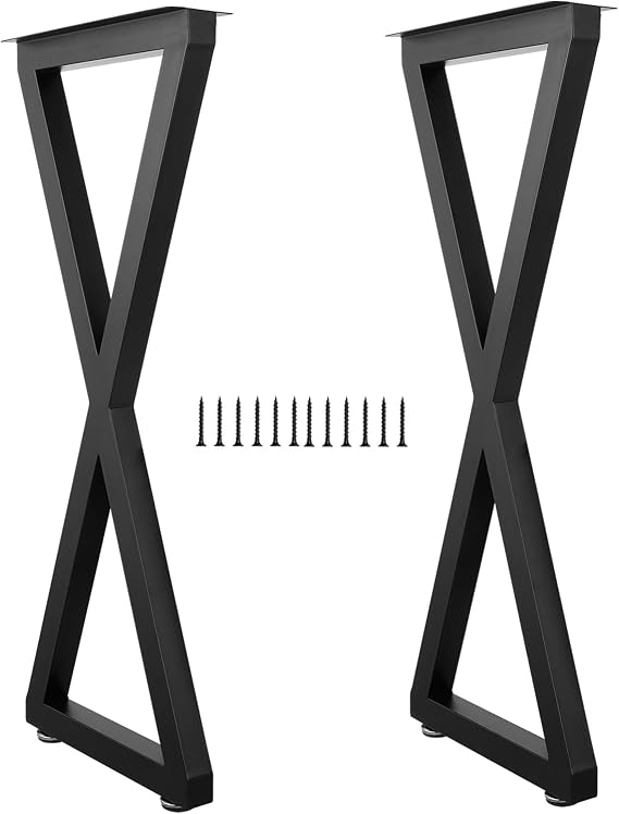 ALLCOS Metal Bar Table Legs, 36 Inch Heavy Duty Dining Table Leg with Adjustment Feet Furniture Legs, Black, Set of 2