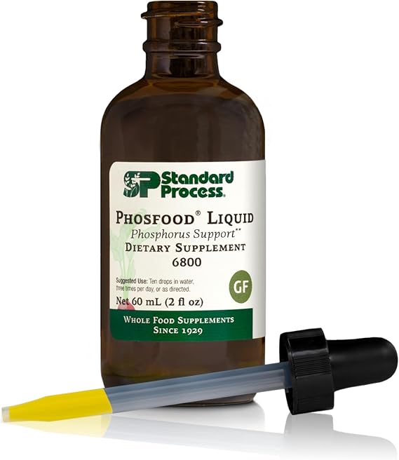 Standard Process Phosfood Liquid, Phosphorus Supplement, 60 mL (2 fl oz) | Phosphorus Supplement for Nutritional Balance, Gluten-Free, Vegan and Non-Soy Formula