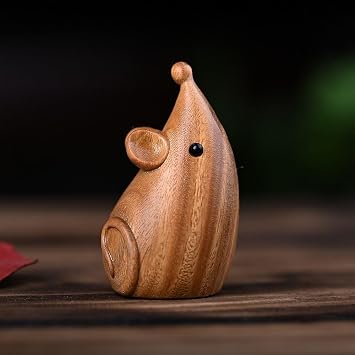 Handmade Wooden Rat Mouse mice Cats Figurine Animal Statue Sculpture Desktop Office Home Decor Gift (mice)