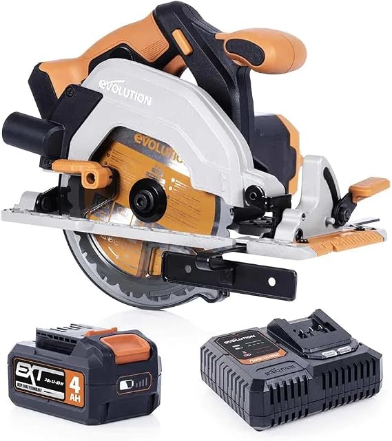 Evolution R165CCSL-Li 6-1/2 Cordless Circular Saw | Multi-Material Cutting Technology | 0-50 Bevel & 2-1/2" Adjustable Depth | Includes Multi-Material Blade, Battery & Charger