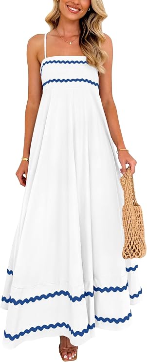 PRETTYGARDEN Women's Summer Spaghetti Strap Boho Maxi Dress