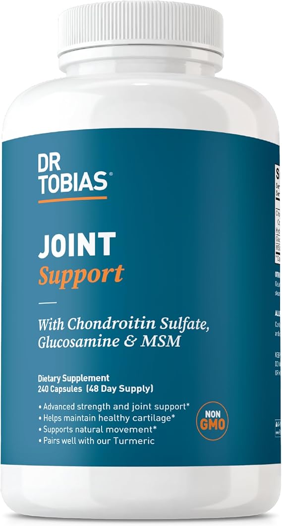 Dr. Tobias Joint Support Glucosamine Chondroitin MSM 240 Capsules | Joint Comfort, Mobility & Flexibility | Glucosamine + Chondroitin + MSM | Extra Strength Formula | Joint Support Supplement