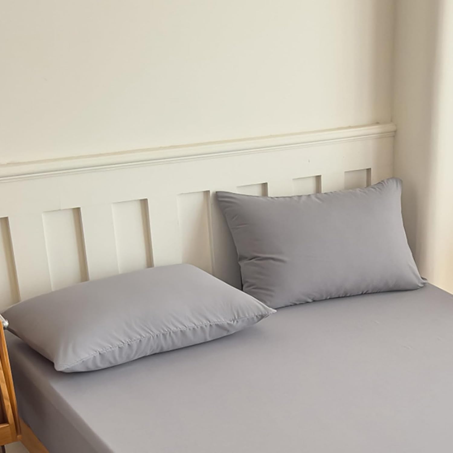Lukery Bedding Pillow Cases 2 Pack 48x74/50x75cm, Solid Color Soft & Smooth Pillow Covers, Breathable Pillowcases, Wrinkle, Fade & Stain Resistant (Light Gray,50x75cm)