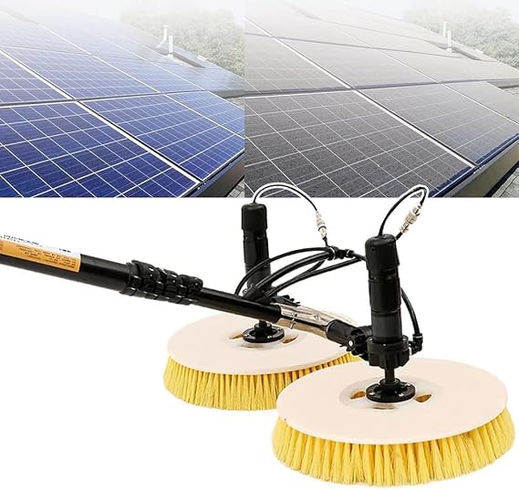 Solar Pv Panel Cleaning Tools, Double-Headed Brush Cleaning Equipment,7.5M Pv Panel Cleaning Tools, Spin Jet Washing/Dry Cleaning, for Window Roof Cleaning