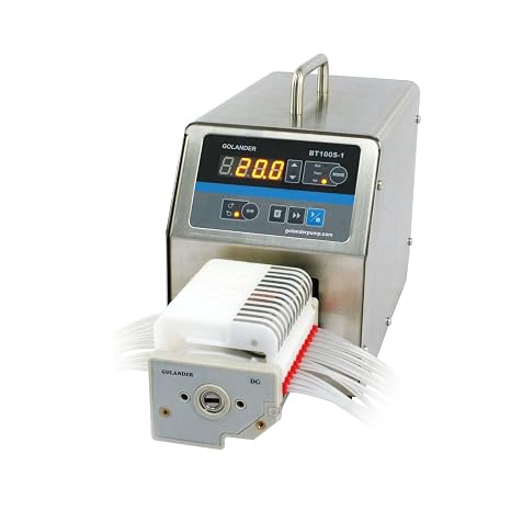 BT100S-1 Basic Variable Speed Peristaltic Pump with Pump Head DG10-12 (10 Rollers, 12 Channels), Flow Rate 0.00011~20 mL/min