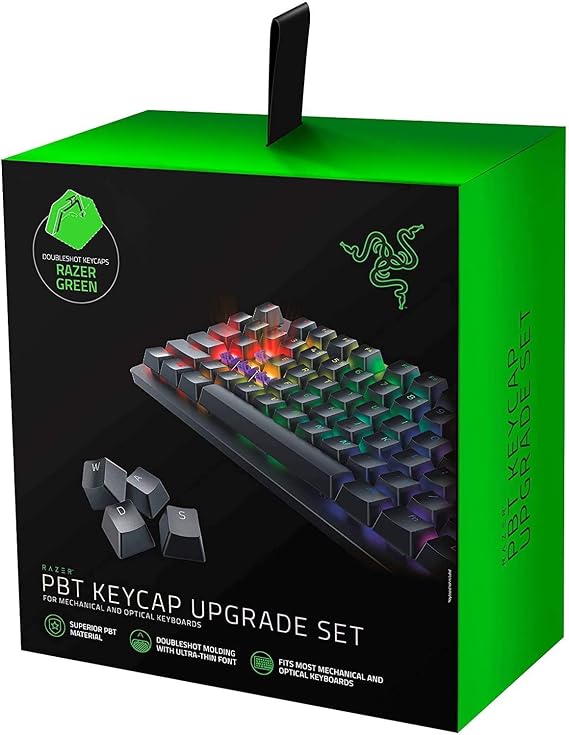 Razer PBT Tuş Takımı, Oyun Klavyesi için - Mekanik ve Optik Klavyeler için Klavye Yükseltme Seti (Arka Işık Uyumluluğu, Üstün PBT Malzemesi) Yeşil