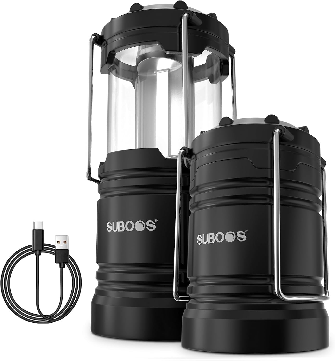 SUBOOS Rechargeable Camping Lanterns – Solar & Battery Powered Camping Light Lamp, Magnetic Base, Hanging Hook for Tent, Camp Accessories Portable for Emergency, Power Cuts [Energy Class A]
