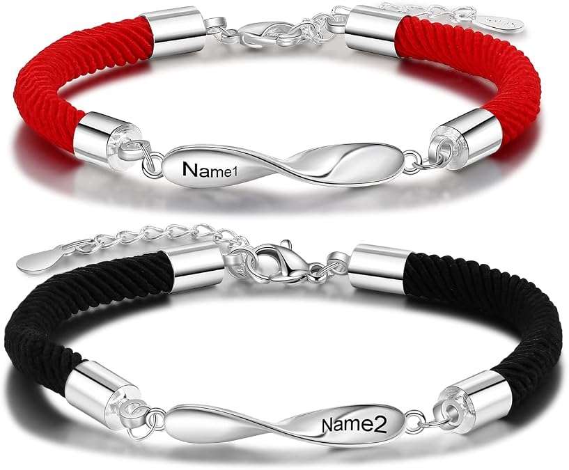 Personalized Custom Name Matching Bracelets for Couples His and Hers Bracelets for Valentine's Day