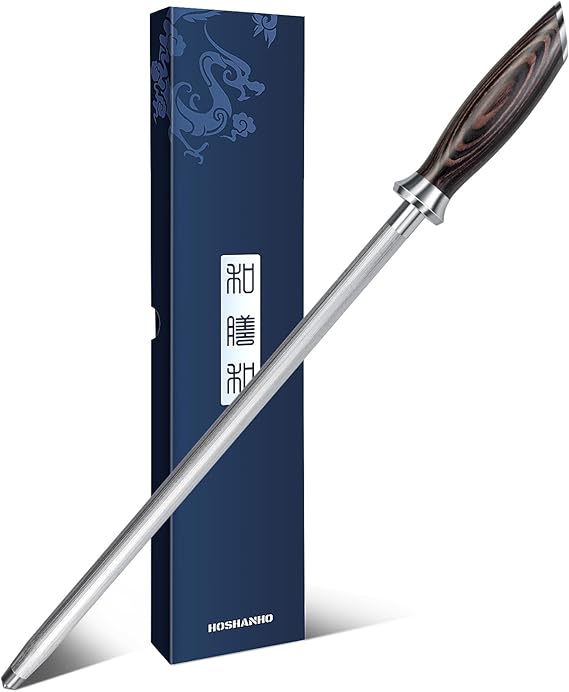 HOSHANHO Honing Rod, 12 Inch Professional Kitchen Knife Sharpener Rod