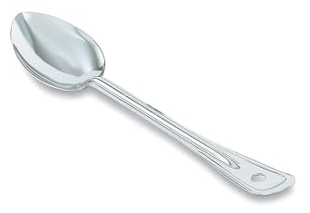 Vollrath 46990 18" Solid Basting Spoon with Hanging Hole for Serving Stuffing Gravy Hash Restaurant Catering Buffet | Deep Grooved Handle Notched Grip, 18"L x 3.20"W x 1.70"H, Stainless Steel, NSF