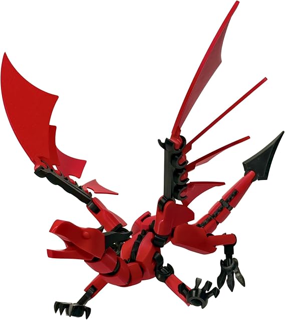 Dummy 13 Dragon Action Figure, Custom Color Wings & Body with Black Frame, Fully Articulated Design, 23" Long with 24" Wingspan (Light Sakura Pink)