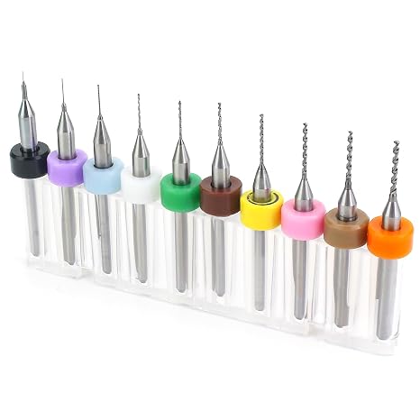 10 Pieces 0.1mm to 1.0mm PCB Drill Bits Set for Print Circuit Board Engraving